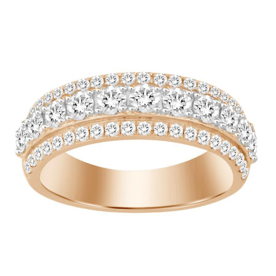 MEN'S RING 1.85CT ROUND DIAMOND 10K WHITE/ROSE GOLD