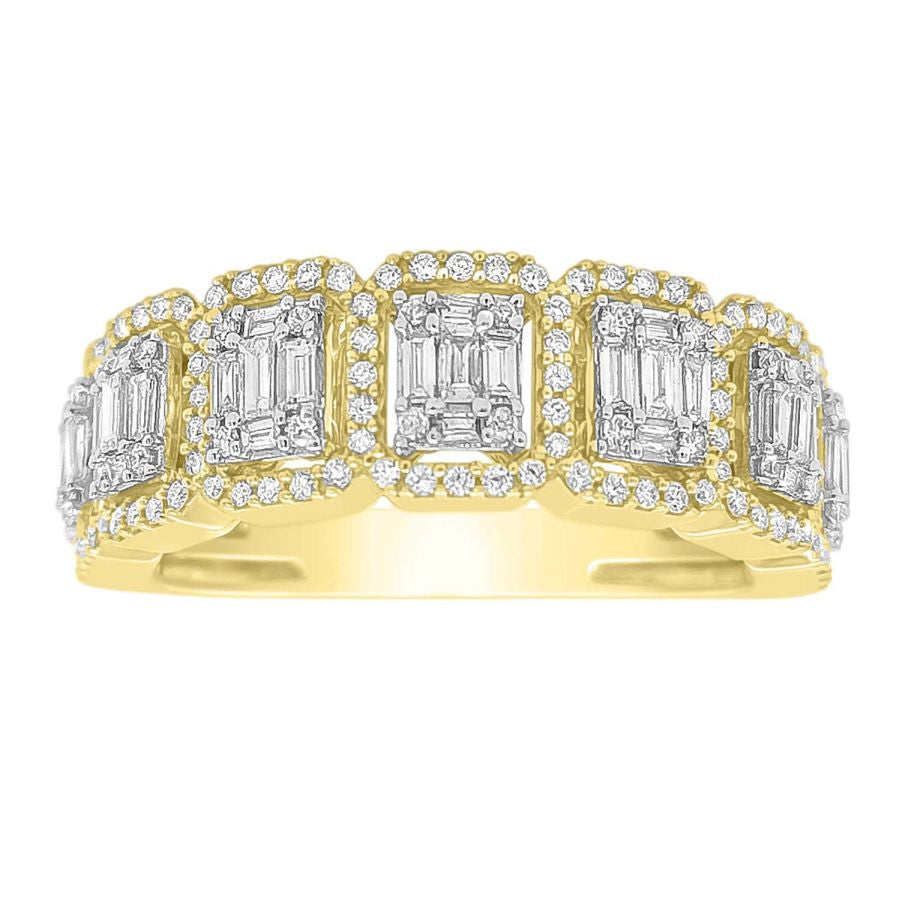 MEN'S BAND 1.10CT ROUND/BAGUETTE DIAMOND 10K YELLOW GOLD