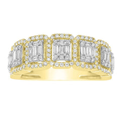 MEN'S BAND 1.10CT ROUND/BAGUETTE DIAMOND 10K YELLOW GOLD