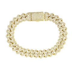 MEN'S BRACELET 9.10CT ROUND DIAMOND 10K YELLOW GOLD