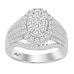 LADIES RING 3.00CT ROUND/BAGUETTE DIAMOND 10K WHITE GOLD