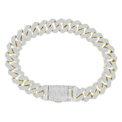 MEN'S BRACELET 11.80CT ROUND DIAMOND 10K YELLOW GOLD