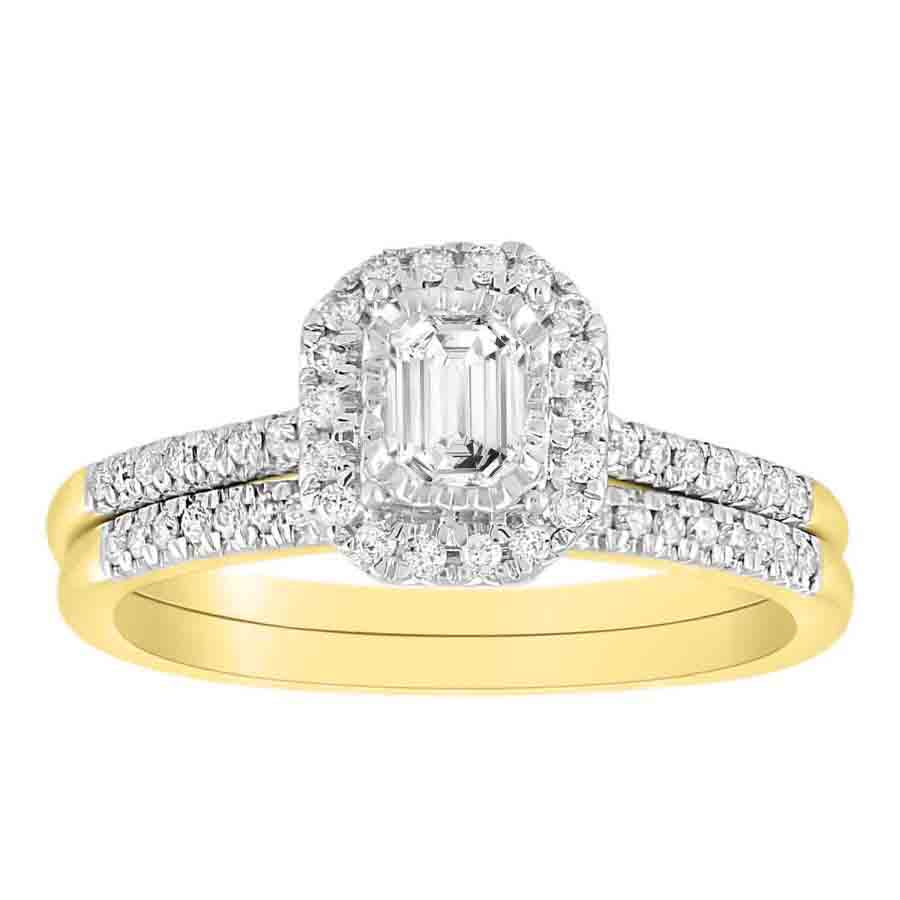 LADIES BRIDAL SET 0.25CT ROUND DIAMOND 14K YELLOW GOLD