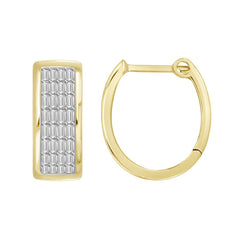 LADIES HOOP EARRINGS 0.50CT BAGUETTE DIAMOND 10K YELLOW GOLD