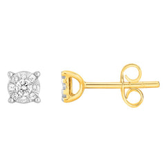 LADIES EARRINGS 0.25CT ROUND DIAMOND 10K YELLOW GOLD