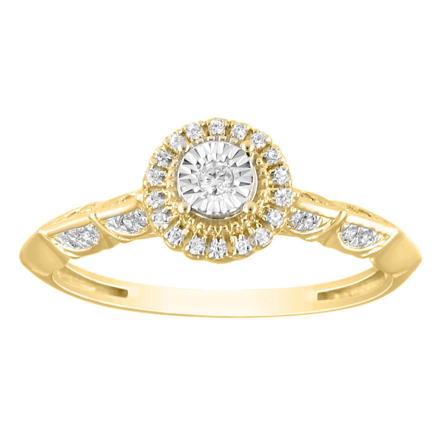 LADIES RING 0.10CT ROUND DIAMOND 10K YELLOW GOLD