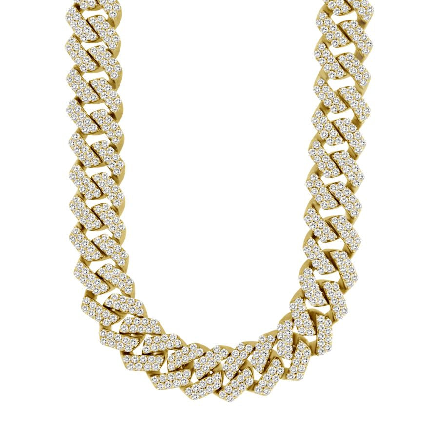 MEN'S NECKLACE 27.90CT ROUND DIAMOND 10K YELLOW GOLD