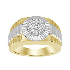 MEN'S RING 0.50CT ROUND DIAMOND 10K YELLOW GOLD