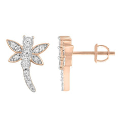 LADIES EARRINGS 0.20CT ROUND DIAMOND 10K ROSE GOLD