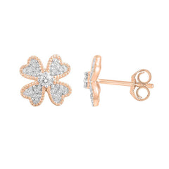 LADIES STUD EARRINGS 0.20CT ROUND DIAMOND 10K ROSE GOLD