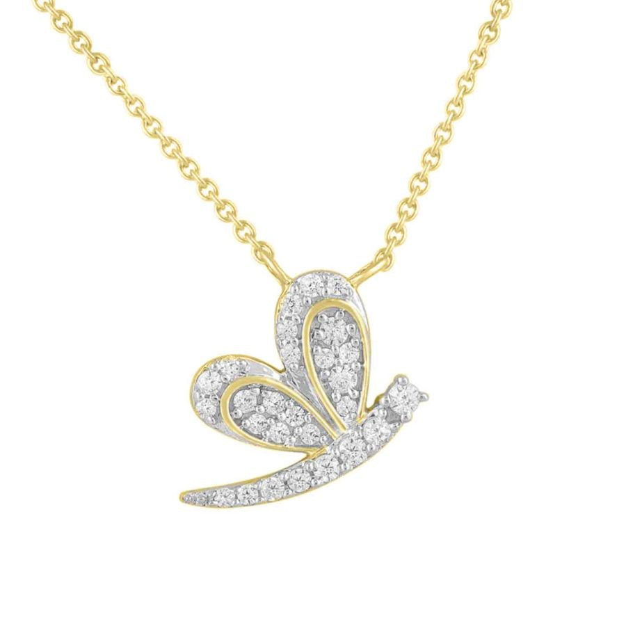 LADIES NECKLACE 0.20CT ROUND DIAMOND 10K YELLOW GOLD