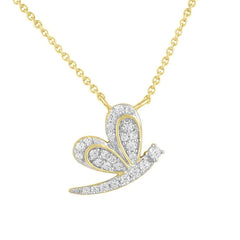 LADIES NECKLACE 0.20CT ROUND DIAMOND 10K YELLOW GOLD