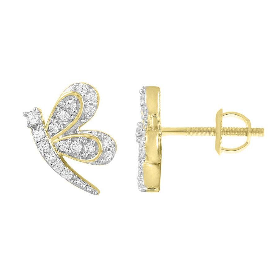 LADIES EARRINGS 0.20CT ROUND DIAMOND 10K YELLOW GOLD