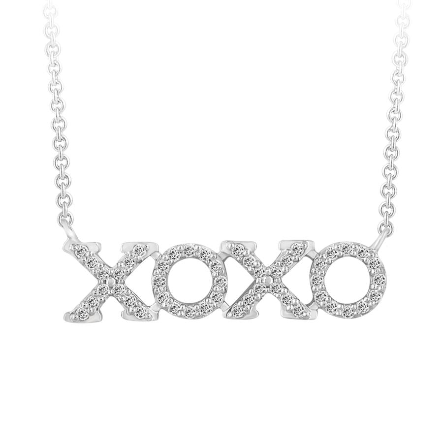 LADIES NECKLACE 0.15CT ROUND DIAMOND 10K WHITE GOLD