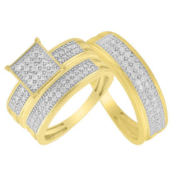 LADIES TRIOS SET 0.75CT ROUND DIAMOND 10K YELLOW GOLD