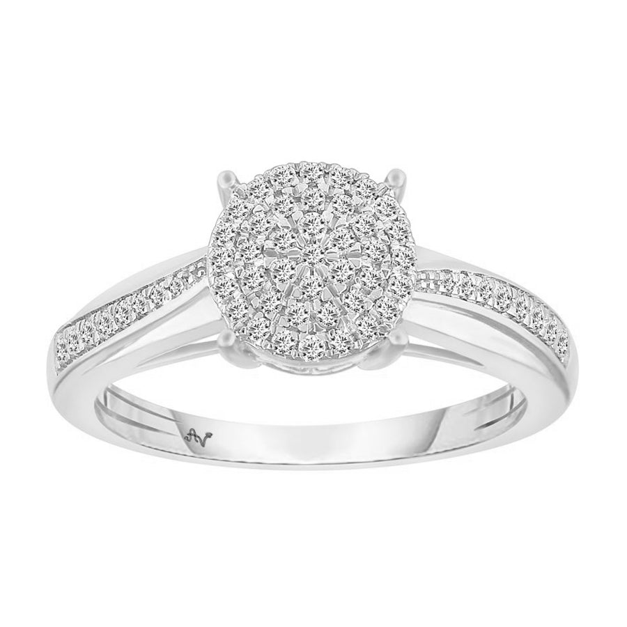 LADIES RING 0.25CT ROUND DIAMOND 10K WHITE GOLD