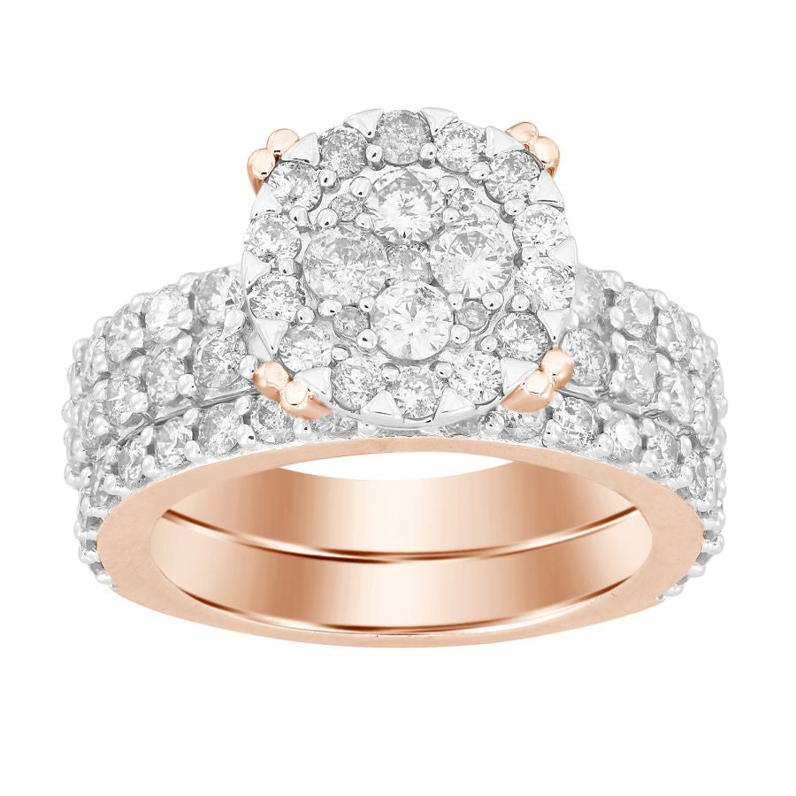 LADIES BRIDAL SET 2.50CT ROUND DIAMOND 10K ROSE GOLD