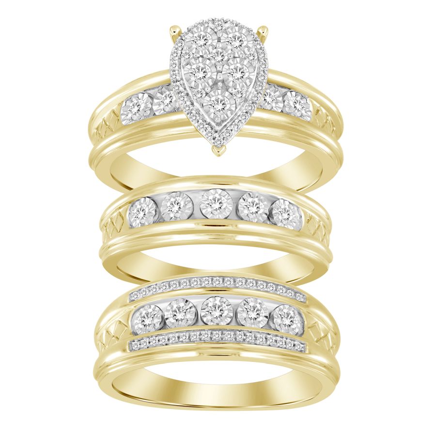 LADIES BAND ONLY 0.08CT ROUND DIAMOND 10K YELLOW GOLD