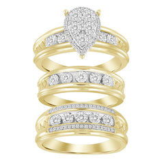 LADIES TRIOS SET 0.50CT ROUND DIAMOND 10K YELLOW GOLD