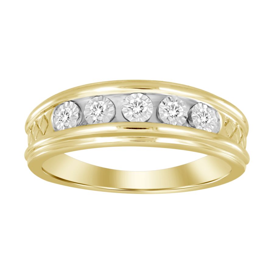 LADIES BAND ONLY 0.07CT ROUND DIAMOND 10K YELLOW GOLD