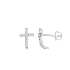 LADIES EARRINGS 0.15CT ROUND DIAMOND 10K WHITE GOLD