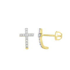 LADIES EARRINGS 0.15CT ROUND DIAMOND 10K YELLOW GOLD