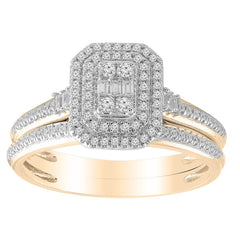 LADIES BRIDAL SET 0.33CT ROUND/BAGUETTE DIAMOND 10K YELLOW GOLD