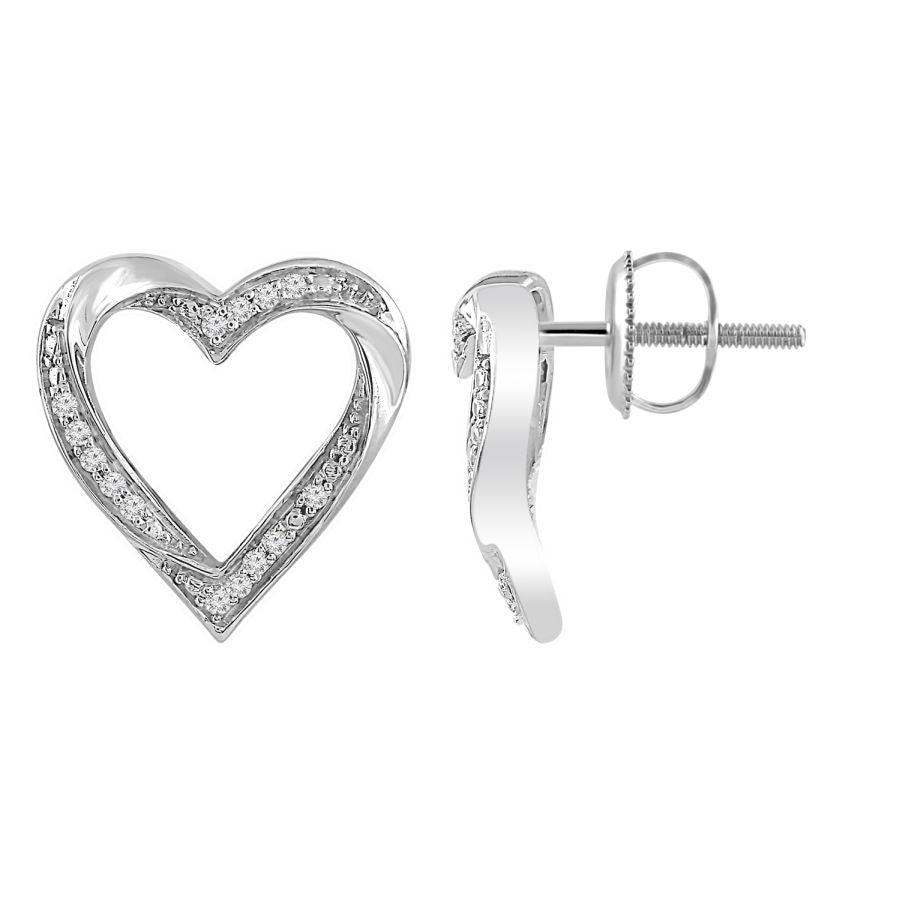 LADIES EARRINGS 0.05CT ROUND DIAMOND 10K WHITE GOLD