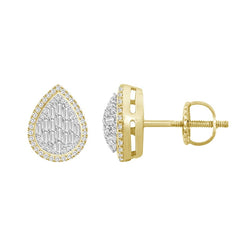 LADIES EARRINGS 0.50CT ROUND/BAGUETTE DIAMOND 10K YELLOW GOLD