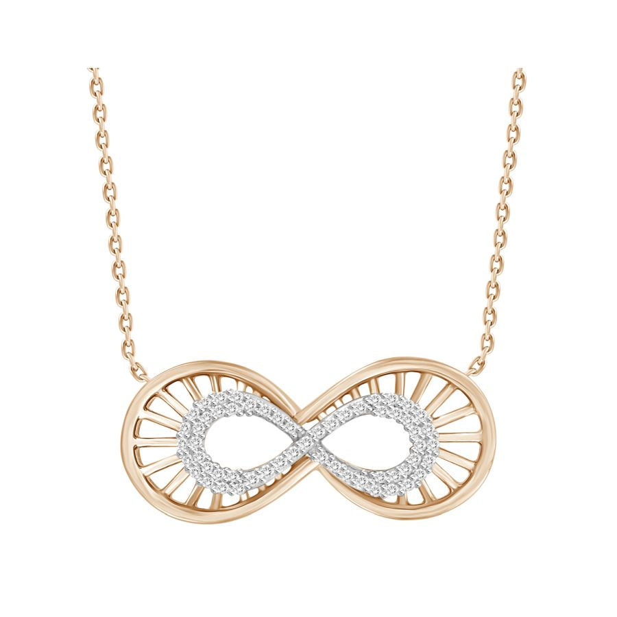 LADIES NECKLACE 0.15CT ROUND DIAMOND 10K ROSE GOLD