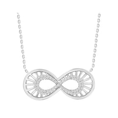 LADIES NECKLACE 0.15CT ROUND DIAMOND 10K WHITE GOLD