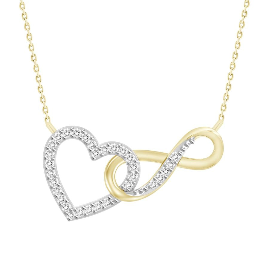 LADIES NECKLACE 0.10CT ROUND DIAMOND 10K YELLOW GOLD