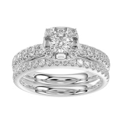 LADIES BRIDAL SET 1.25CT ROUND/BAGUETTE DIAMOND 14K WHITE GOLD(SI QUALITY) (CENTER STONE 0.33 CT ROUND DIAMOND)