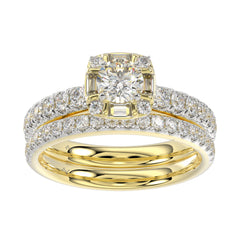 LADIES BRIDAL SET 1.25CT ROUND/BAGUETTE DIAMOND 14K YELLOW GOLD(SI QUALITY) (CENTER STONE 0.33 CT ROUND DIAMOND)