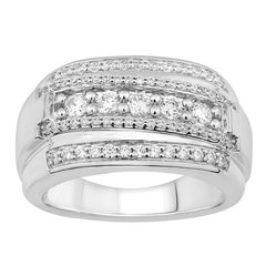 MEN'S BAND 1.00CT ROUND DIAMOND 10K WHITE GOLD