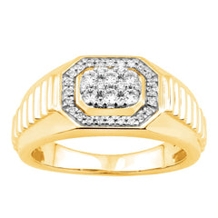 MEN'S RING 0.50CT ROUND DIAMOND 10K YELLOW GOLD