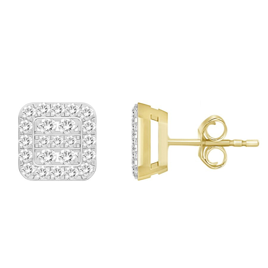 MEN'S STUD EARRINGS 0.50CT ROUND DIAMOND 10K YELLOW GOLD