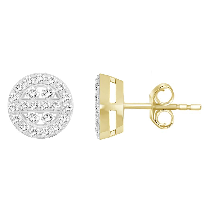 MEN'S STUD EARRINGS 0.50CT ROUND DIAMOND 10K YELLOW GOLD