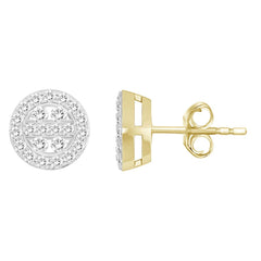 MEN'S STUD EARRINGS 0.50CT ROUND DIAMOND 10K YELLOW GOLD