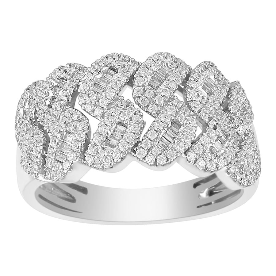 MEN'S BAND 1.00CT ROUND/BAGUETTE DIAMOND 10K WHITE GOLD