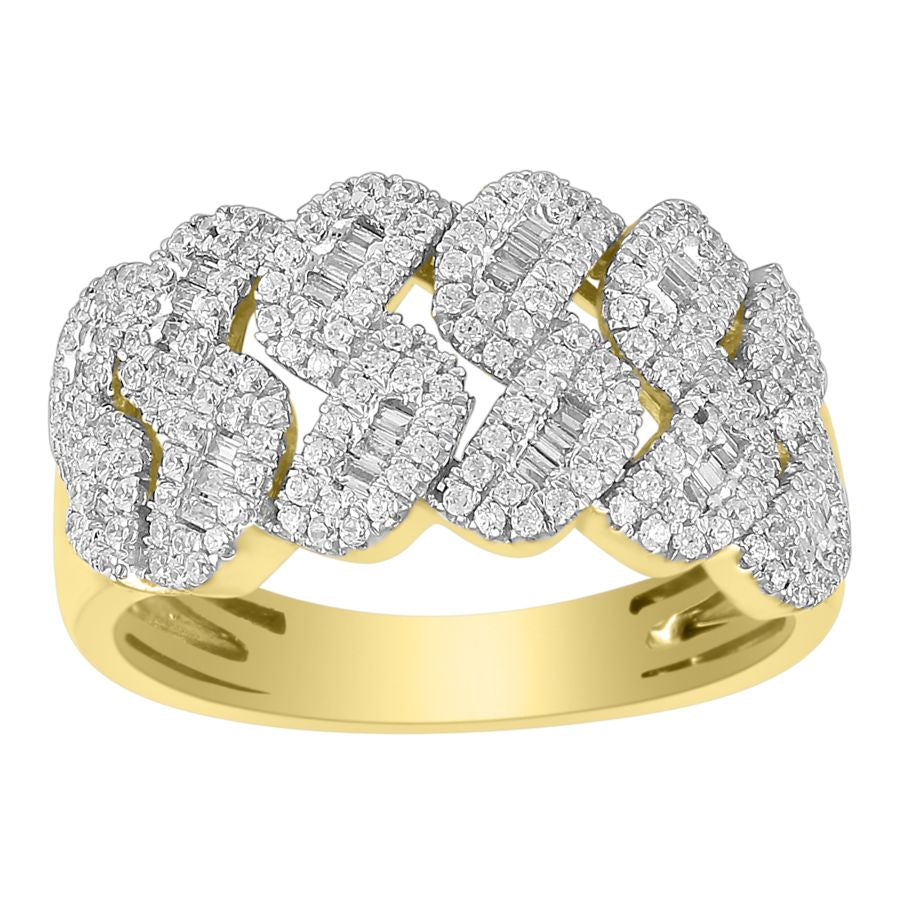 MEN'S BAND 1.00CT ROUND/BAGUETTE DIAMOND 10K YELLOW GOLD