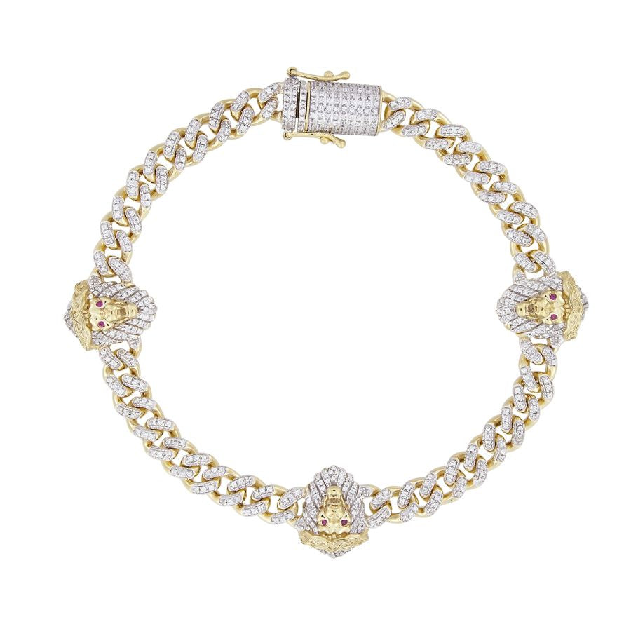 MEN'S BRACELET 1.50CT ROUND DIAMOND 10K YELLOW GOLD