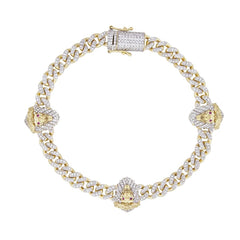 MEN'S BRACELET 1.50CT ROUND DIAMOND 10K YELLOW GOLD