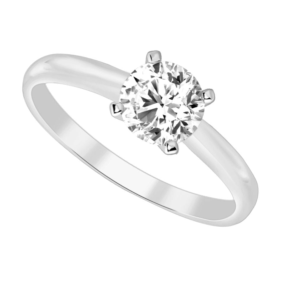 LADIES SOLITAIRE RING 2.00CT ROUND DIAMOND 14K WHITE GOLD