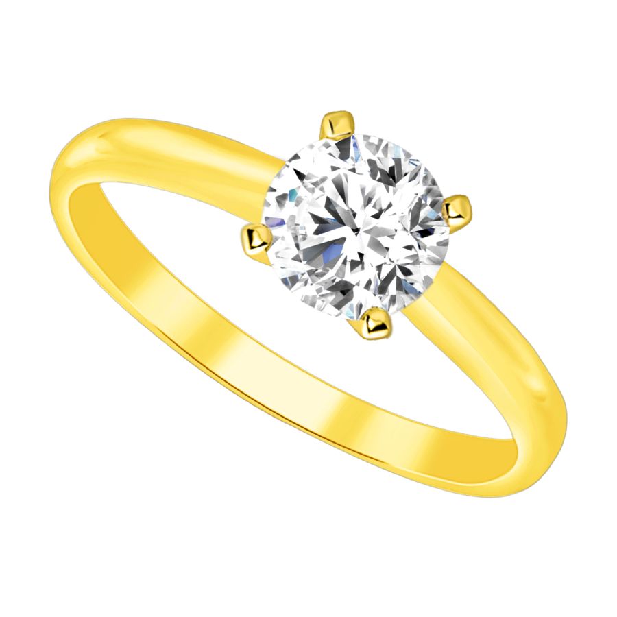 LADIES SOLITAIRE RING 2.00CT ROUND DIAMOND 14K YELLOW GOLD