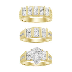 LADIES TRIOS SET 0.50CT ROUND DIAMOND 10K YELLOW GOLD