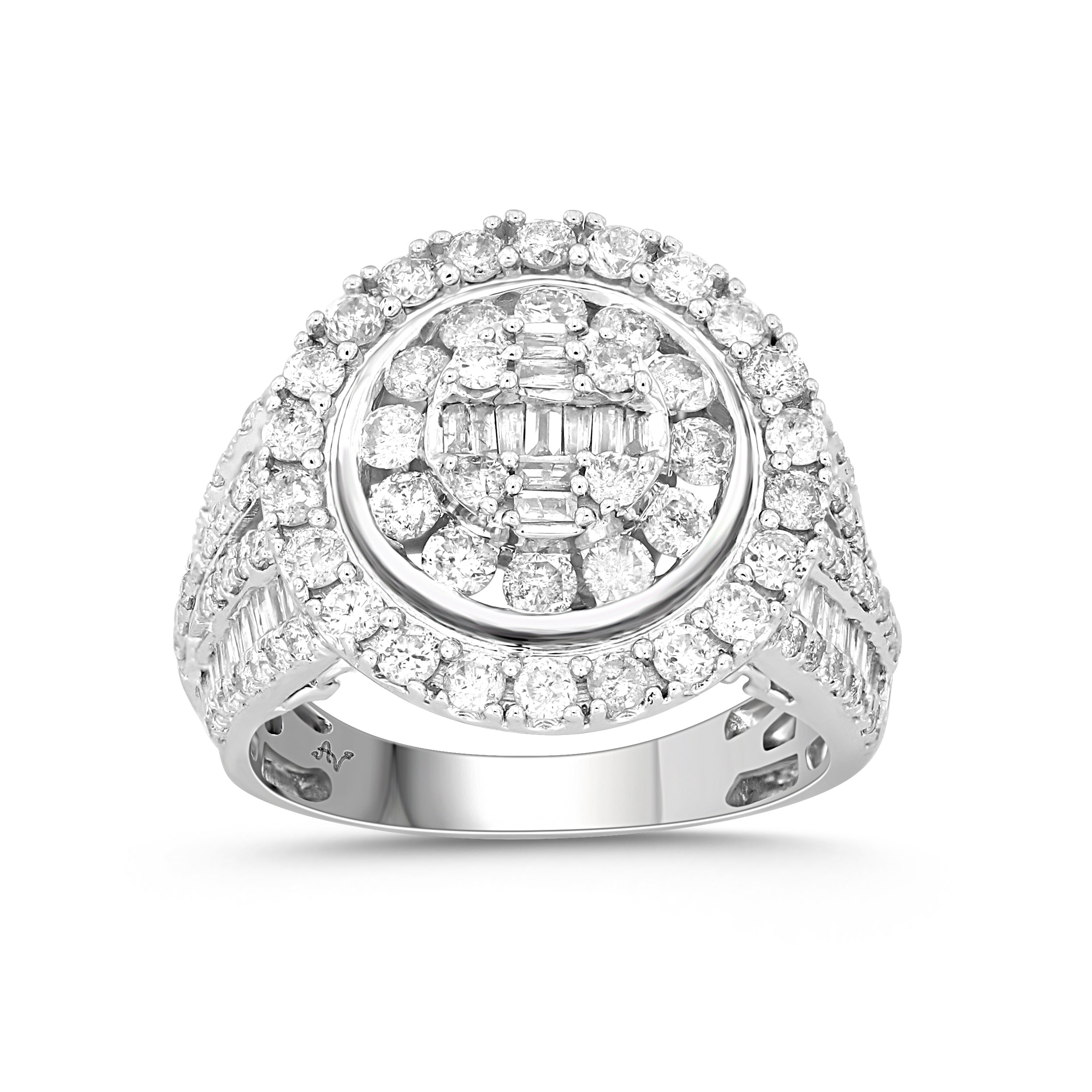 LADIES RING 2.00CT ROUND DIAMOND 10K WHITE GOLD