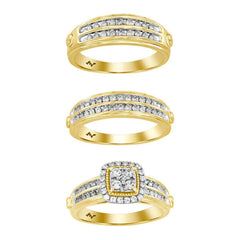 LADIES TRIO SET 1.00CT ROUND DIAMOND 10K YELLOW GOLD