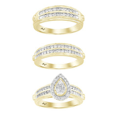 LADIES TRIO SET 1.00CT ROUND DIAMOND 10K YELLOW GOLD