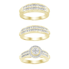 LADIES TRIOS SET 1.00CT ROUND DIAMOND 10K WHITE GOLD